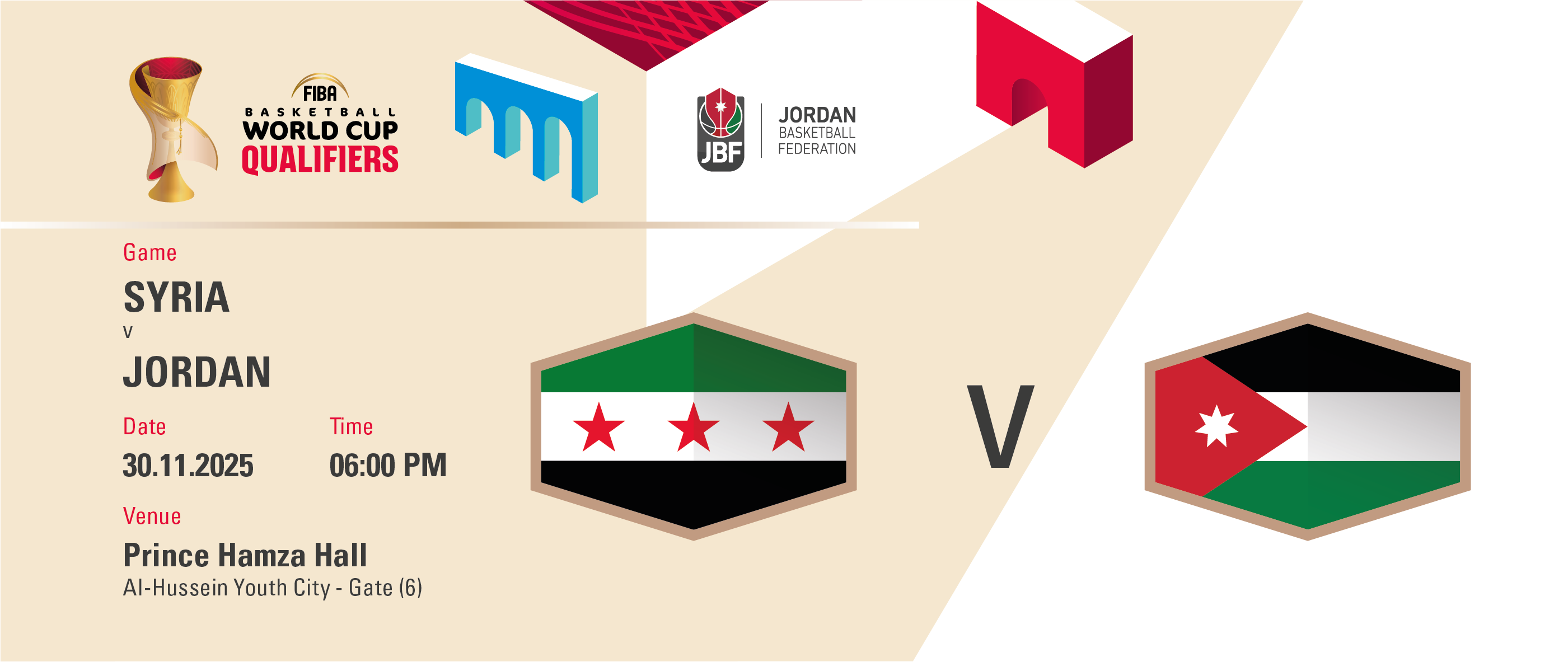 Syria vs. Jordan - FIBA World Cup 2027 Qualifiers